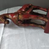Ancienne statue cheval en bois polychrome 26 cm x 7 cm