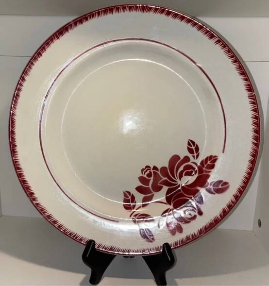 Antique deep earthenware dish FB Badonviller