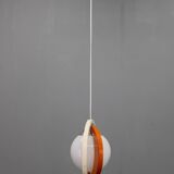 Suspension italienne orange et blanche des années 1970 — Sculpture moderne de l'ère spatiale