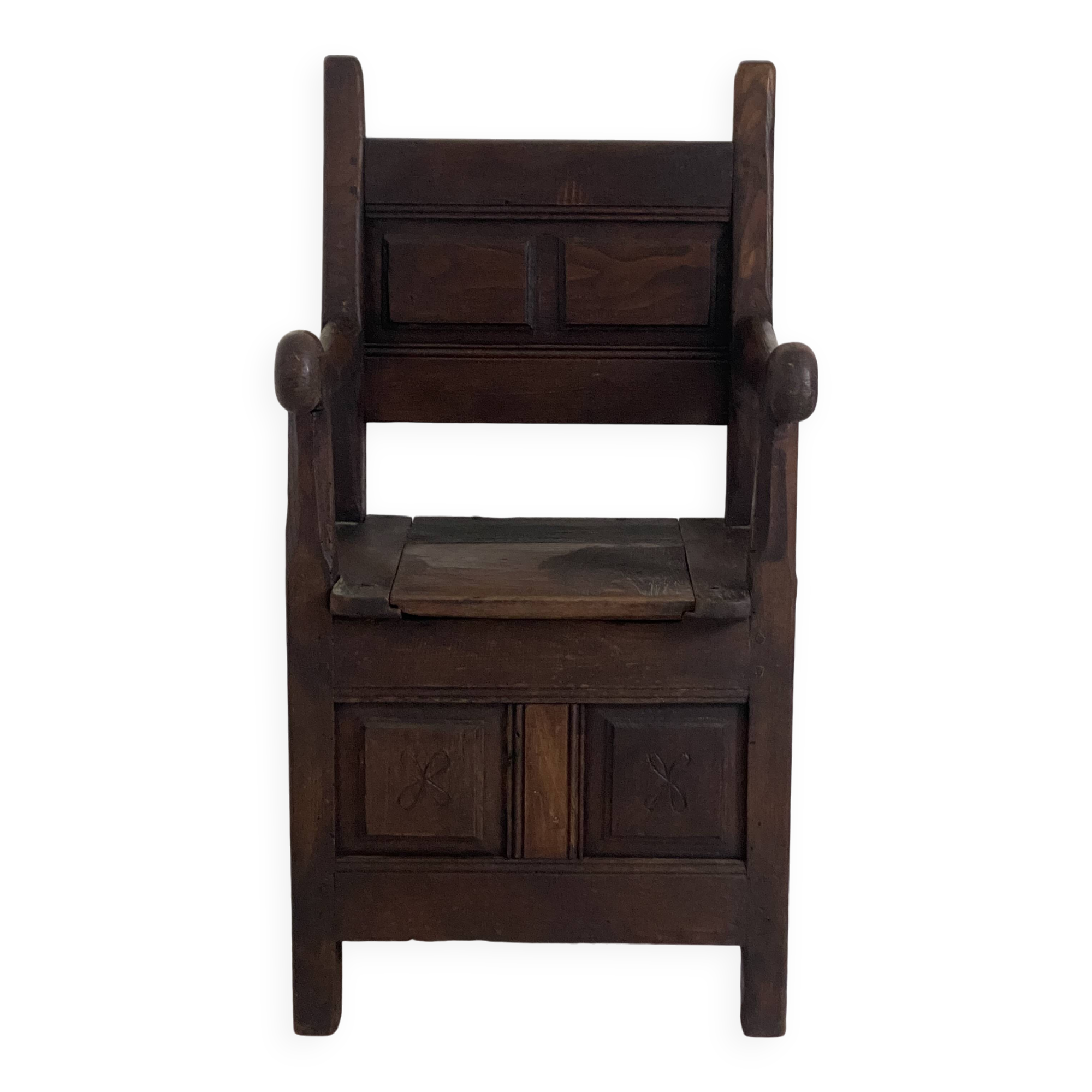 18th century solid oak chest armchair