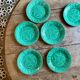 Set of 6 vintage green earthenware plates