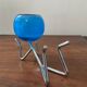 Pair of vintage candle holders 80s in stainless steel and glass paste