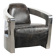 Industrial Aviator design armchair in cowhide finished with aluminium