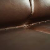 Two-seater canapé in steel and brown faux leather, Germany 1970.