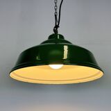 Industrial British Green Enamel Factory Pendant Lamp, 1960s