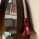 Teak vintage wall mirror, 60s mid century modern wood mirror made in italy