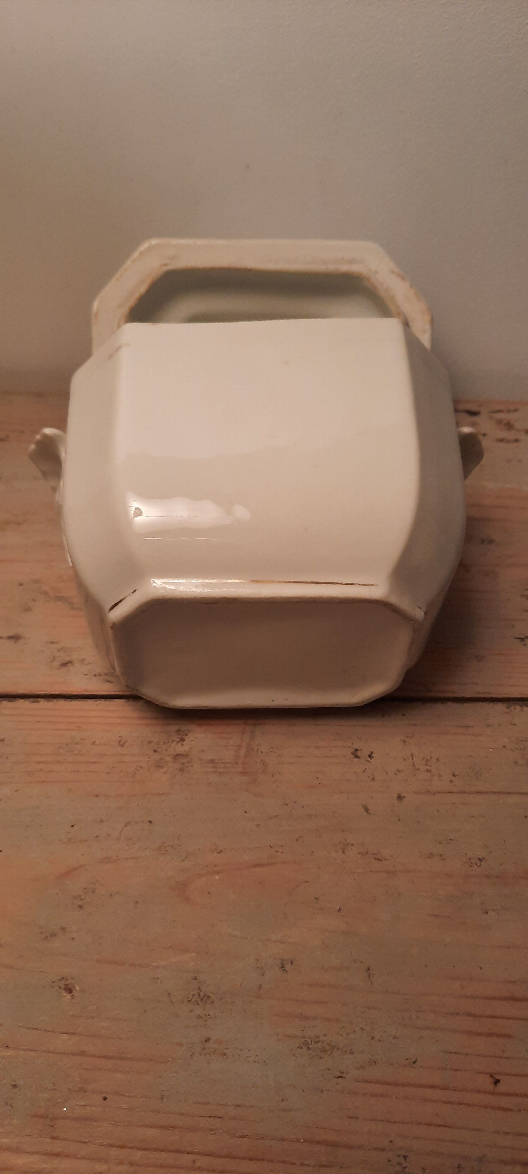 Old white porcelain sugar bowl