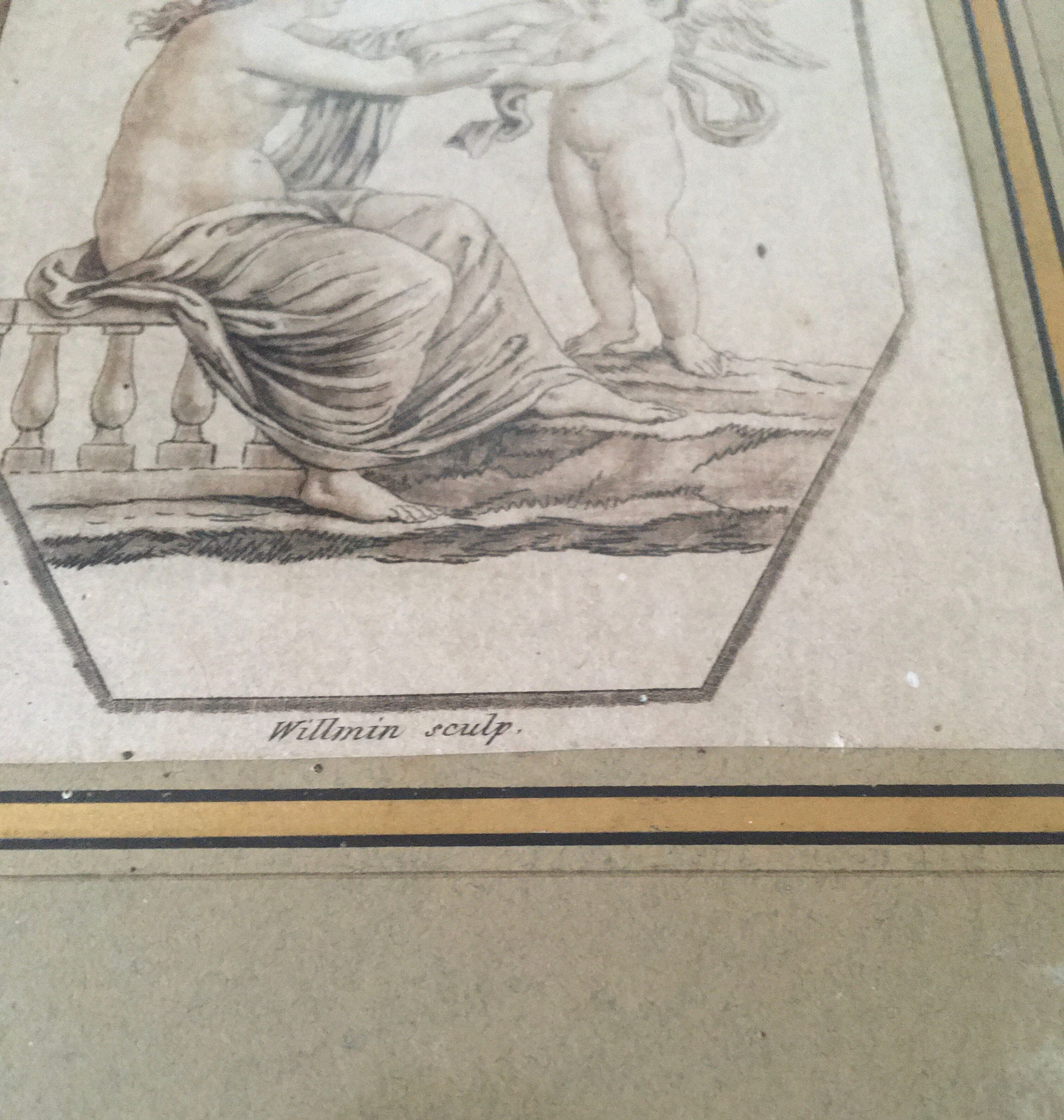 Cadre doré vitré et sa gravure antique 1900