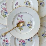 7 small vintage porcelain plates with floral pattern KG Luneville