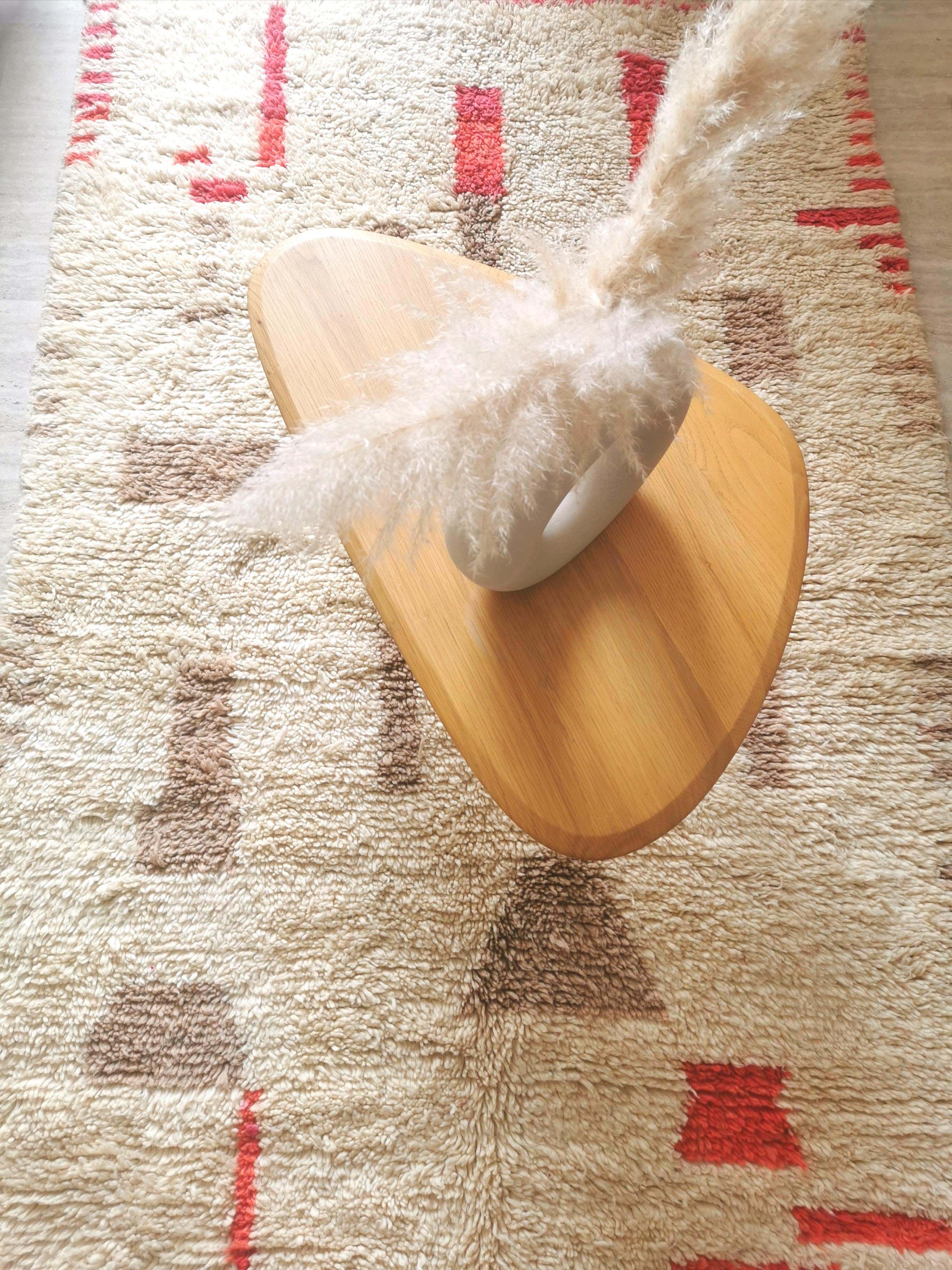 Berber carpet Azilal wool with two-tone geometric patterns