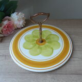 Ancien plateau à fromages décor fait main faïence de salins france décoration cuisine bohème vintage