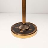 Ashtray on feet 60s gold, glass and leather