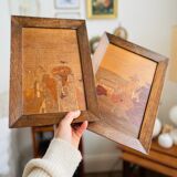 Set of two vintage Alsace wooden frames signed Boll