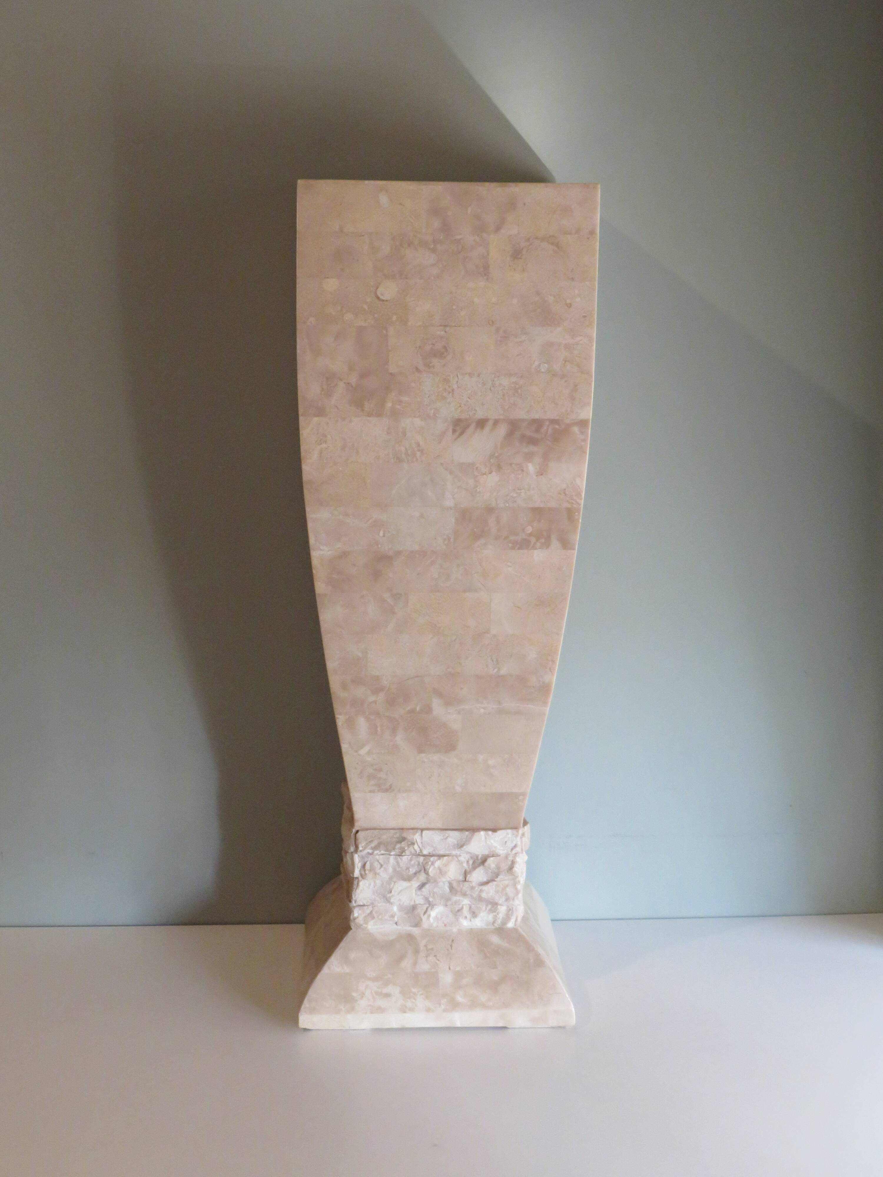 Column, Hollywood Regency style travertine pedestal, 1970s