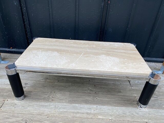Table basse marbre perlato Roche Bobois vintage 1970