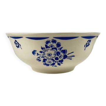 Saladier demi-porcelaine Badonviller, motif fleurs bleu, début XXe