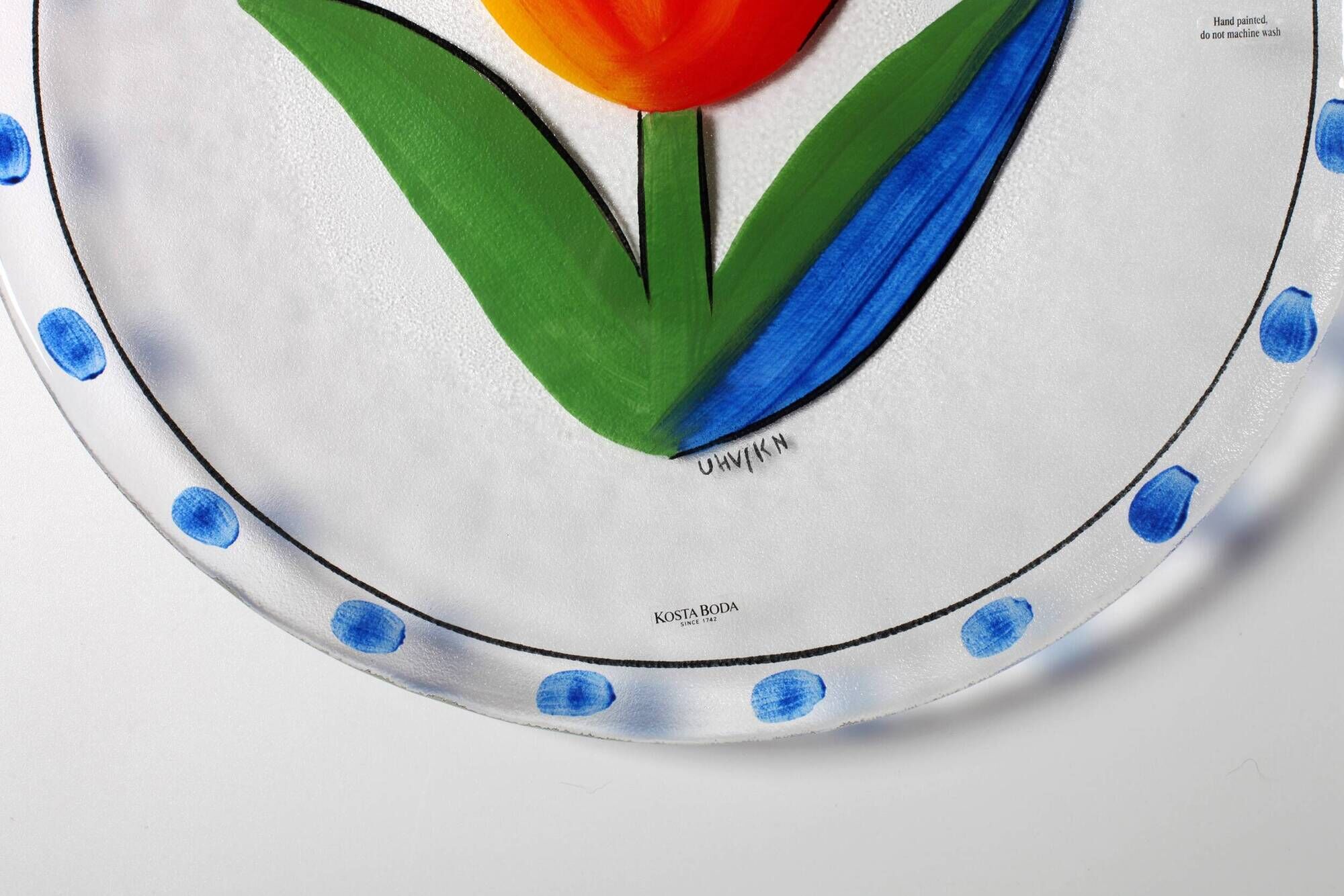 Vintage Kosta Boda Glass Plate: Ulrica Hydman Vallien Tulip Design