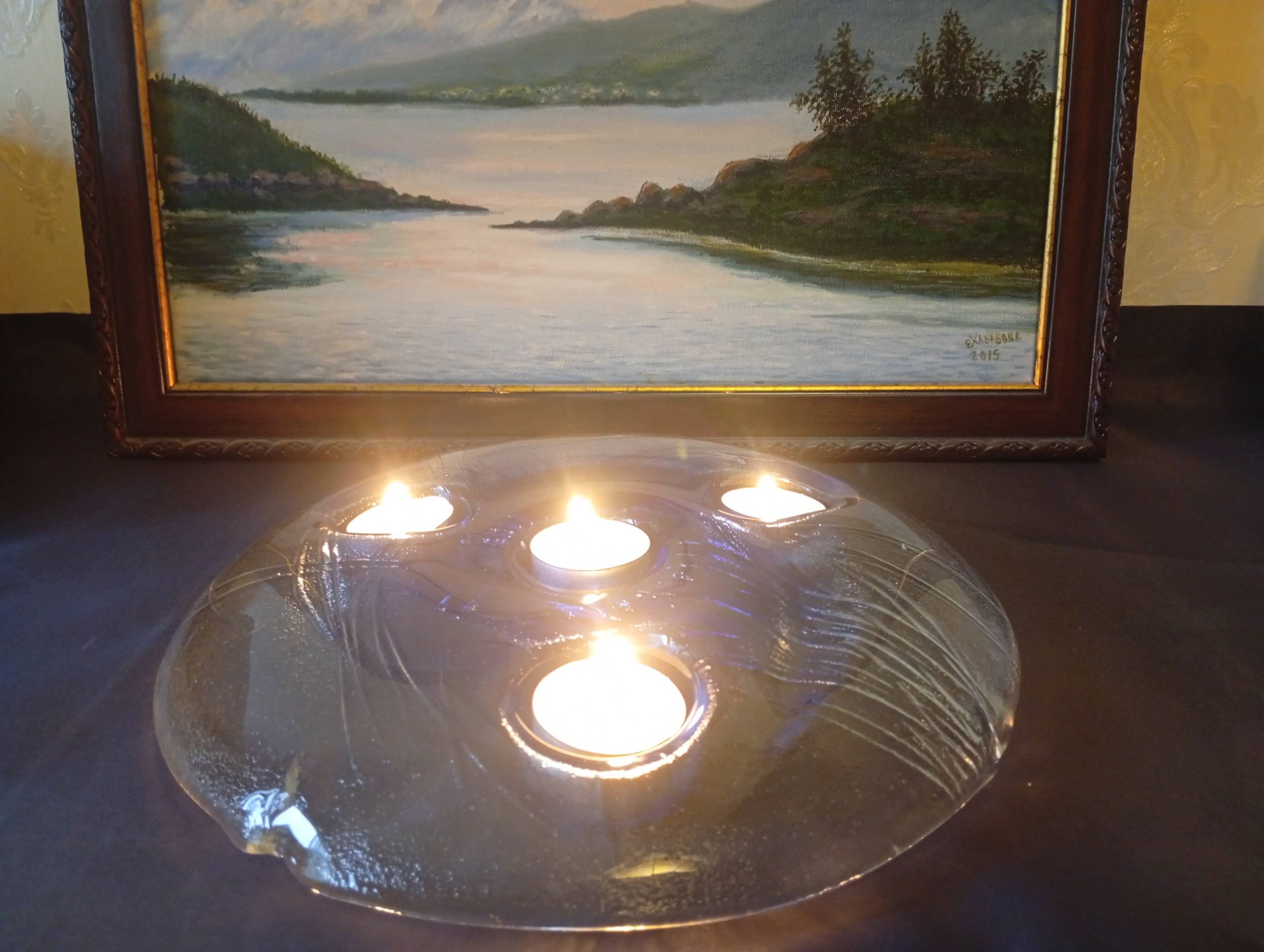 Rare Vintage Finnish Art Glass Tealight Candle Holder – Handmade Finland, 1