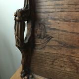 Art Nouveau tray in carved wood signed N.Faraut