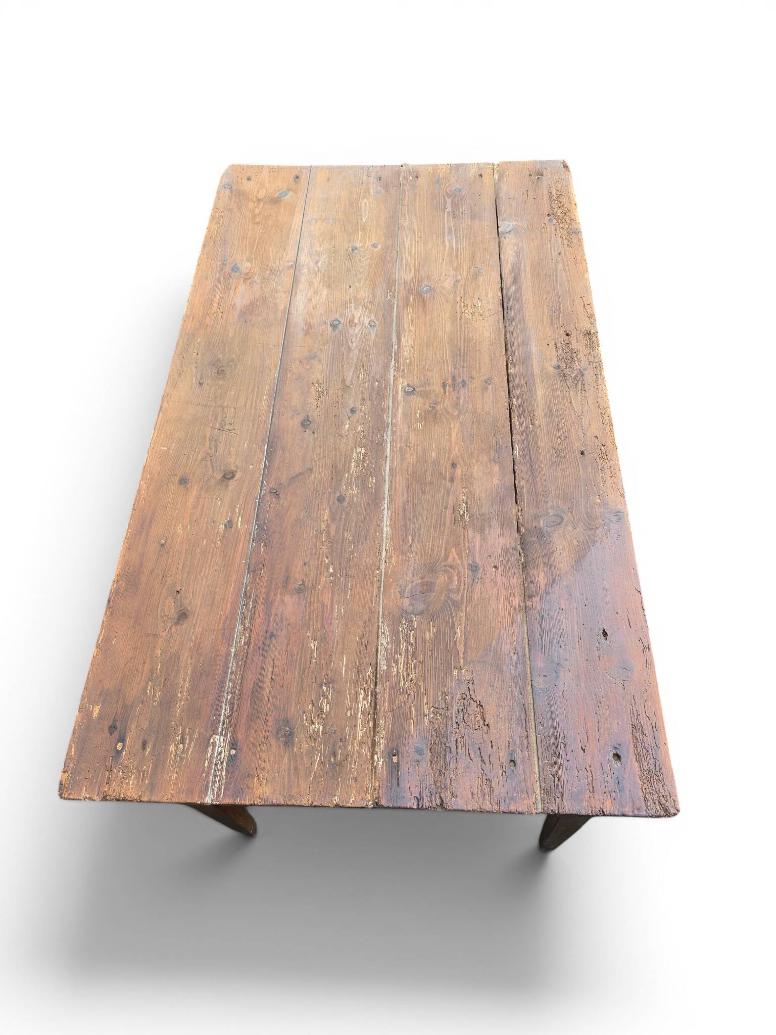 Ancienne table de ferme en bois massif à deux tiroirs
