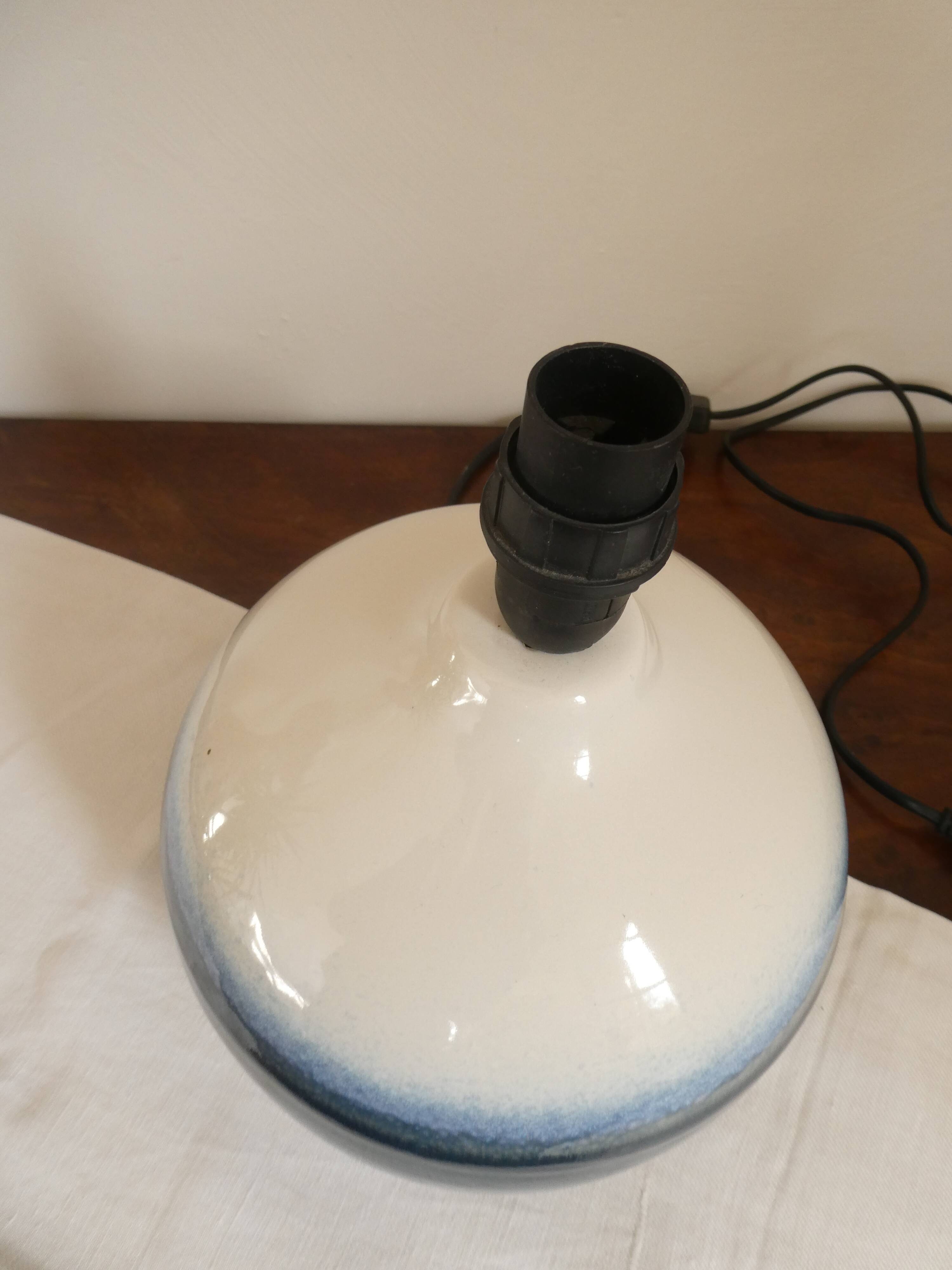 Blue spherical ceramic lamp bases