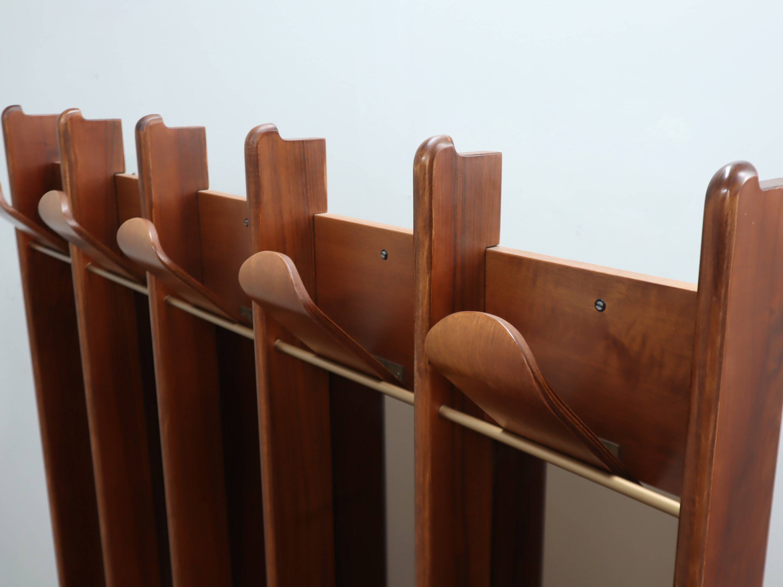 Vintage 1970s La Moderna Wood Entryway coat rack with mirrors