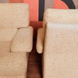 2 minimalist beige armchairs, 1970