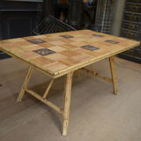 Rattan and ceramic table 1960