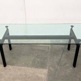 Italian model LC6 dining or office table in metal and glass by Le Corbusier, Pierre Jeanneret, Charlotte Perriand for Cassina.