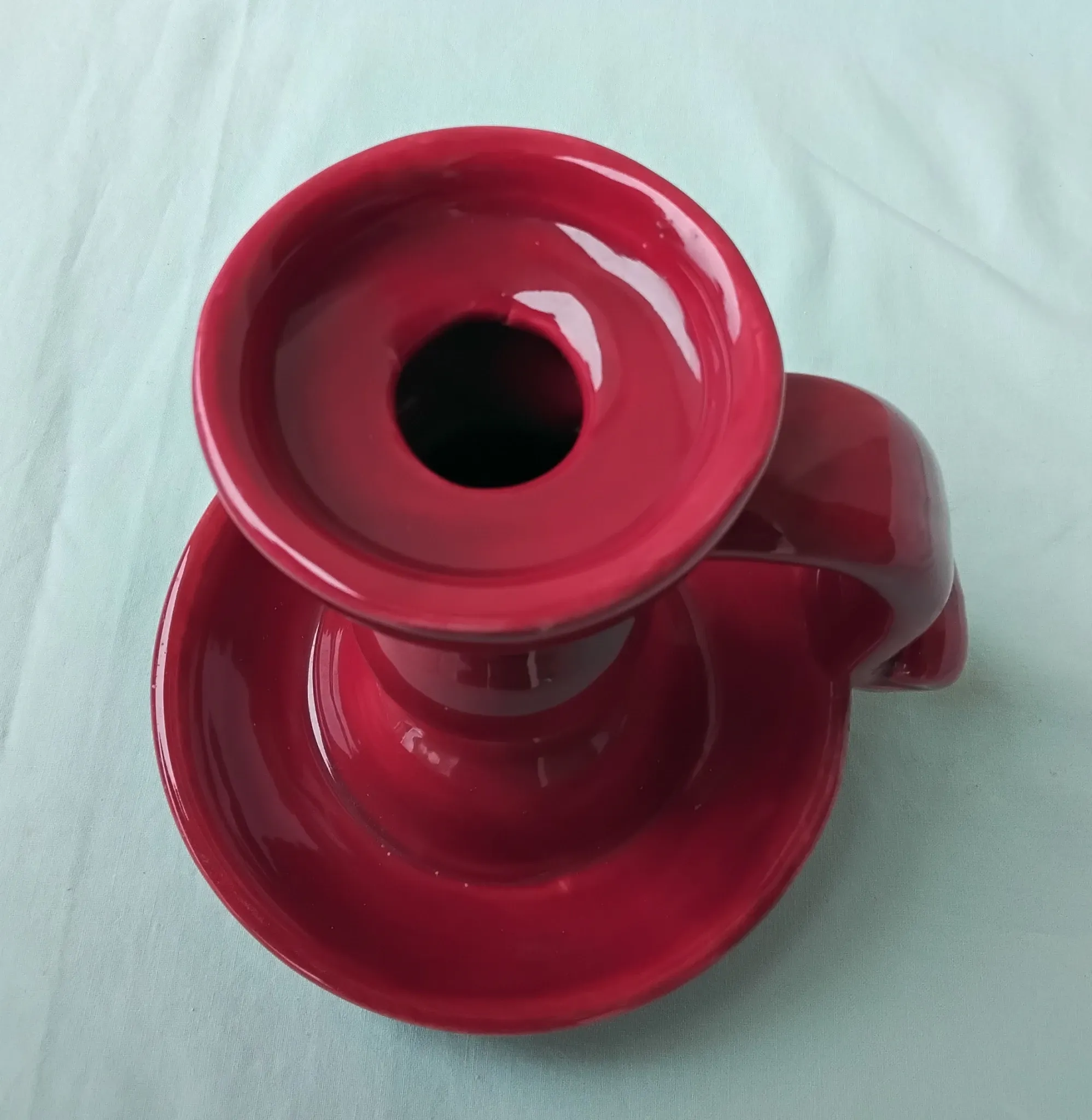 Burgundy ceramic candlestick