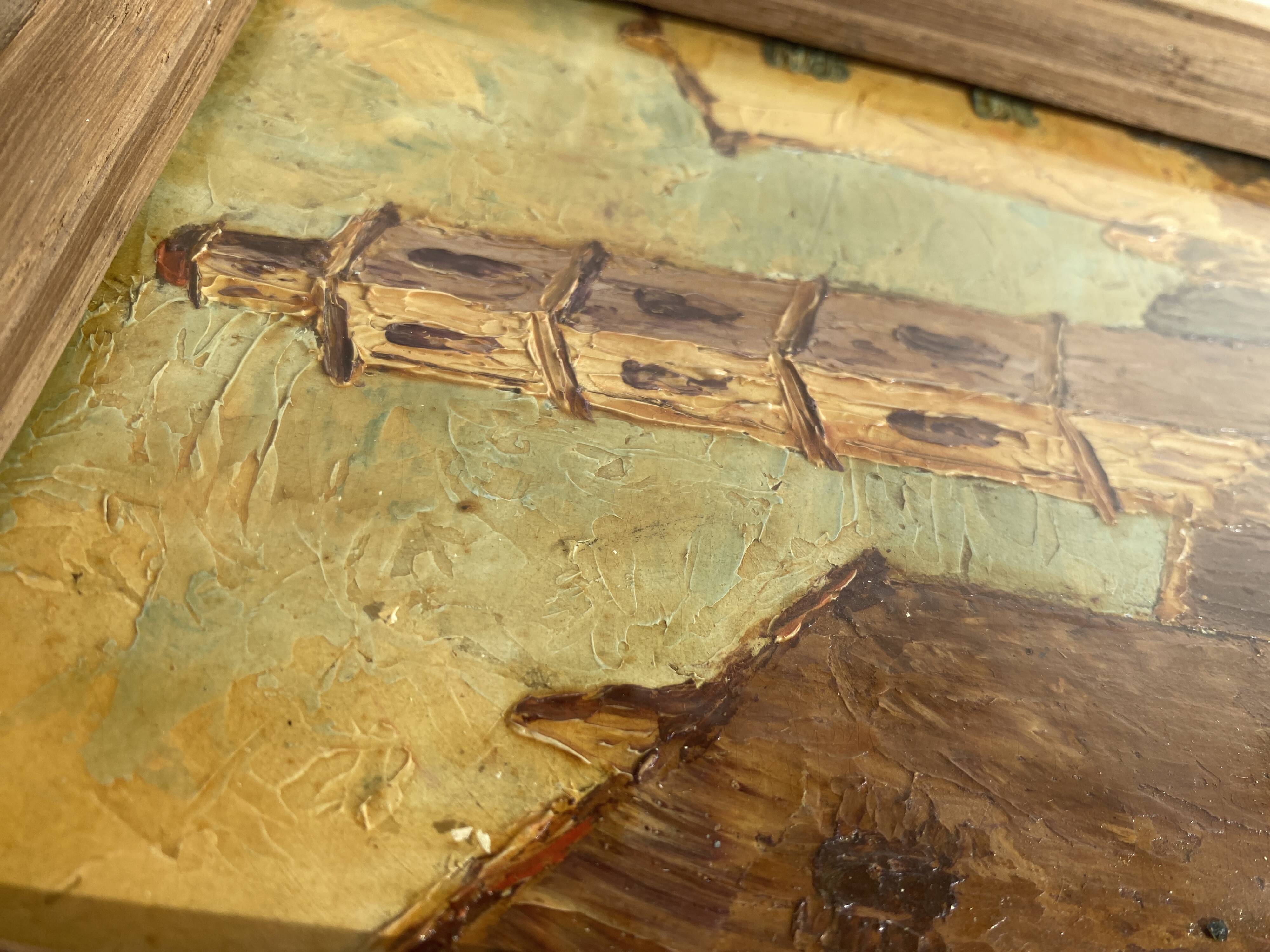 Orientalist oil, wooden and glass frame