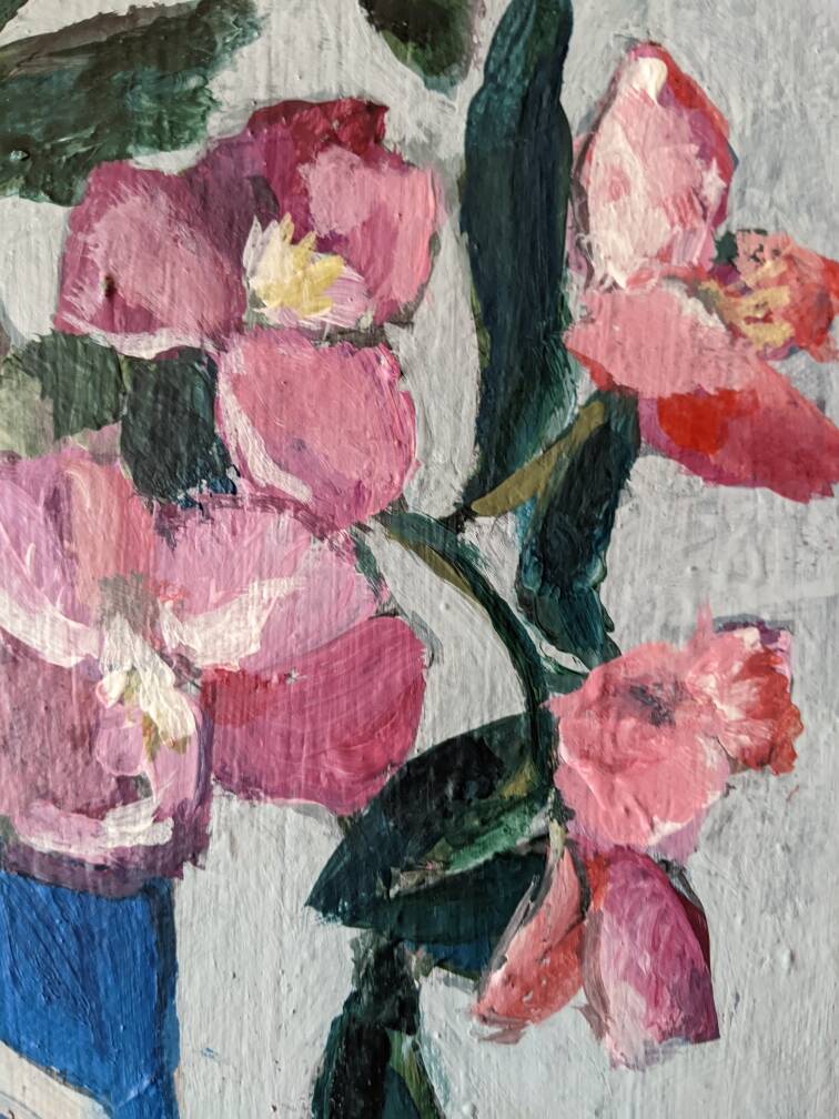 Acrylic painting on canvas contemporary still life bouquet of flowers