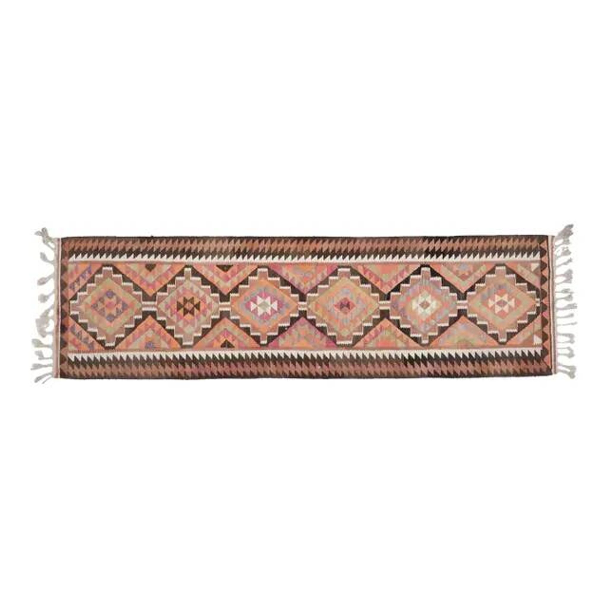 Handwoven Orange Wool Turkish Oushak Runner Rug 99x343