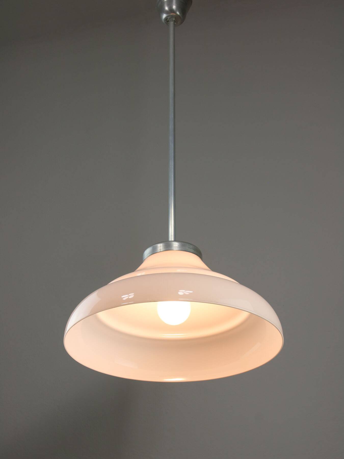 Mid-century Italian Aluminum and Glass Pendant Lamp