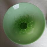 Set of 2 light green opaline glass vases SAINT LOUIS