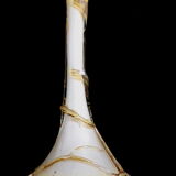 Jugendstil 'organic' vase in white glass with amber veins