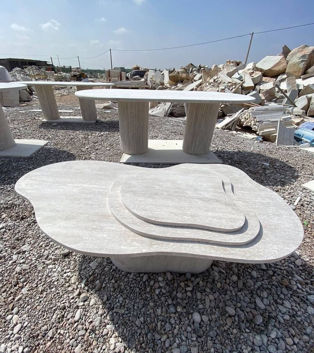 Natural travertine coffee table