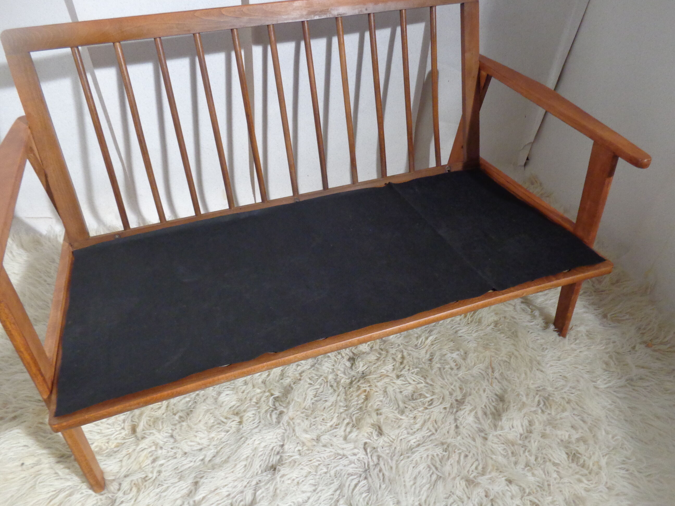 Vintage Scandinavian living room set in light wood