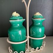 Oiler vintage vinegar 1950 ceramic and perforated metal