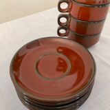 Vintage coffee set in enamelled ceramic 70s