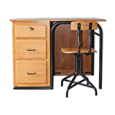 Bureau à caisson avec chaise années 60 esprit "loft".