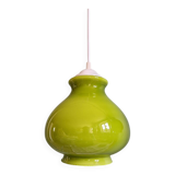 Vintage green opaline pendant light (4 available), 1960-70