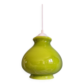 Vintage green opaline pendant light (4 available), 1960-70