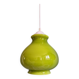 Vintage green opaline pendant light (4 available), 1960-70