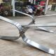 Vintage brushed steel coffee table and thick glass top - italian design