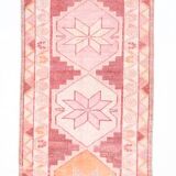 3x13 Rug For Kitchen Red Beige Oushak Vintage Runner Rug, 83x386Cm