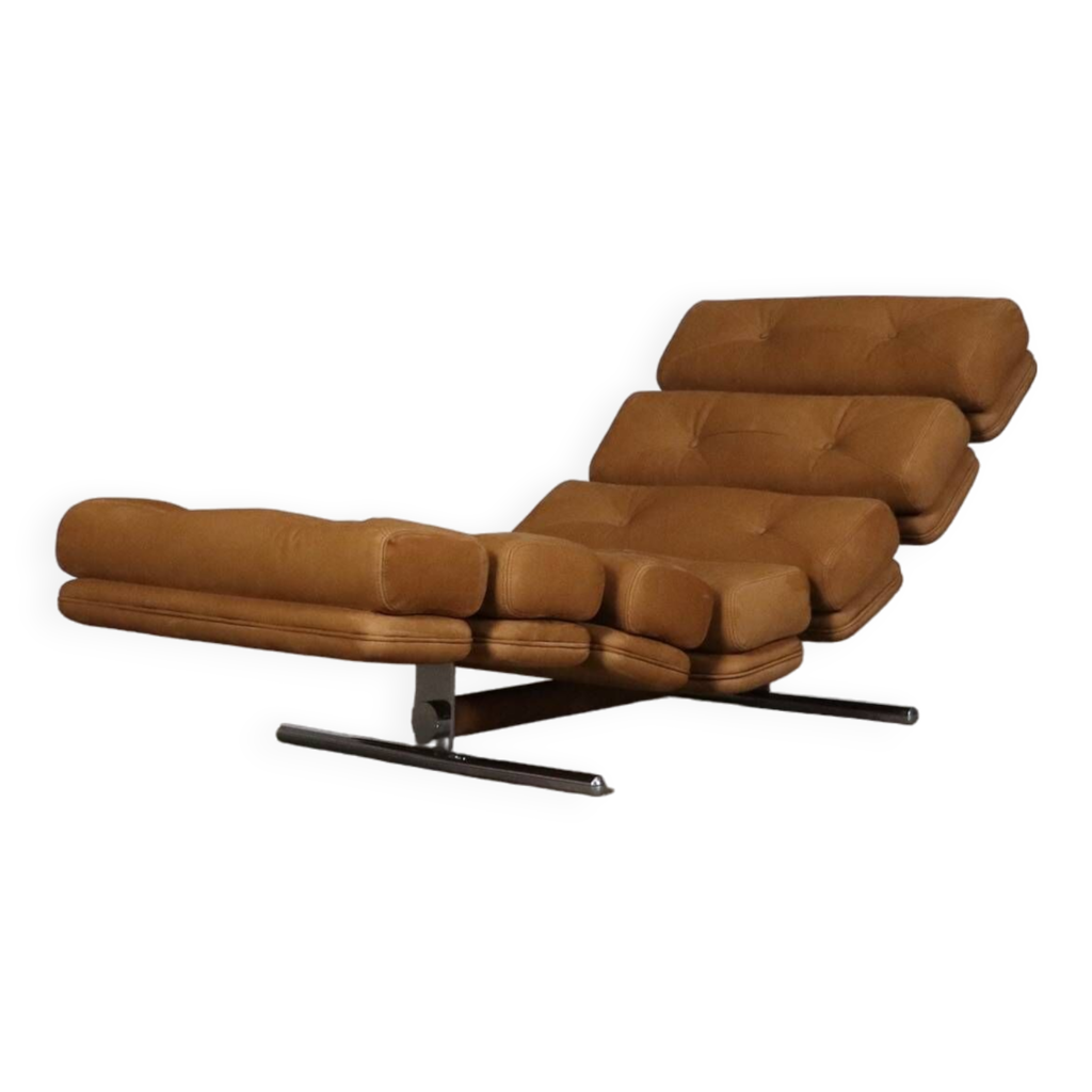 Fauteuil lounge Ric Deforche en cuir nubuck Tan pour Gervan, Belgique ...