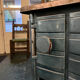 Small enamelled cast iron wood stove