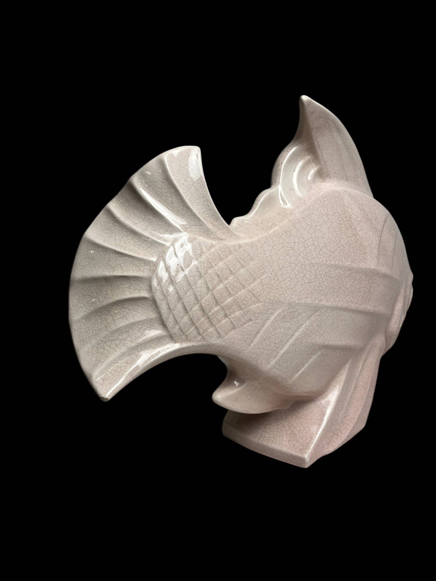 Le jan, large art deco cracked earthenware fish circa 1930