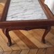Wood and white marble top coffee table